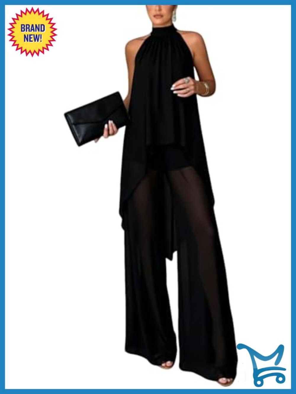 Women's Halter Sleeveless Top Wide Leg Pants Set Casual Going Out